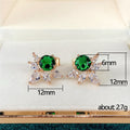 Green Round Crystal and Clear Marquise Cluster Stud Earrings view 5