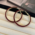 Yellow Brown Burgundy and Black Velvet Wrapped Large Hoop Earrings view 3