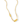 Gold Dual Lucky Plate Bar Necklace Notched Tag Cable Chain view 5