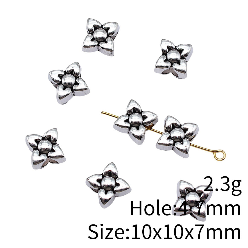 10x10x7mm 2.3g Antique Silver Zinc Alloy Flower Large Hole Spacer Beads for Bracelet Jewelry Making