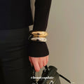 Thick Rounded Donut Hinged Bangle In Silver Tone Or Gold Tone view 1