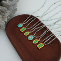 Beaded Pendant Necklace Green Rose Or Turquoise Sun Disc view 2