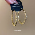 Gold Tone Twisted Rope Texture Large Hoop Earrings view 4