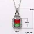 Silver Tone Gradient Rectangle Crystal Pendant Necklaces view 5