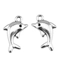 Antique Silver Dimensional Dolphin Metal Charm Pendant view 3