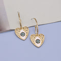 Gold Tone Openwork Heart Evil Eye Long Hook Earrings view 1