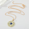 Gold and Silver Tone Blue Enamel Moon Medallion Necklaces view 4