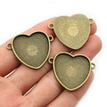 Heart Shaped Double Loop Cabochon Connector in Antique Bronze view 4