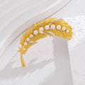 Gold Tone Feather Pearl Look Metal Brooch Pin for Jackets and Lapels view 5