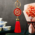 Crystal Round Fortune Plaque Tassel Keychains in Five Colors plus Assorted view 2