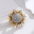 Gold Tone Sunflower Crystal Metal Brooch Pin for Jackets and Lapels view 5