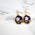 Gold Irregular Enamel Floral Pearl Drop Earrings 10 Styles view 8