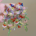Colorful Transparent Flower Vine Statement Stud Earrings view 4