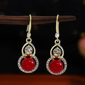 Four Color Double Circle Gold Tone Hook and Huggie Earrings view 6