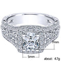 Silver Tone Vintage Square Clear Stone Statement Ring view 5