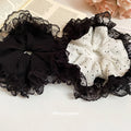 White Oversized Scrunchie With Black Lace Edge And Gallery Black Version view 2