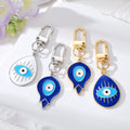 Gold and Silver Tone Enamel Teardrop Evil Eye Clip Keychains in Four Designs view 1