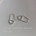 Silver Open Heart Wire Hook Drop Earrings Minimal Pair view 4