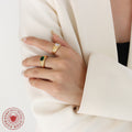Gold Textured Dome Rings Oval Clear Or Green Stones view 3