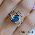 Blue Oval Three-Stone Ring In Gold And Rose-Tone Finishes view 4