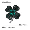 Crystal Four Leaf Clover Brooch in 4 Color Styles Metal Pin view 9