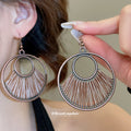 Antique Bronze Wire Fan Dangle Hook Earrings Jewelry view 2