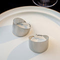Gold and Silver Wide Corrugated Statement C Hoop Earrings view 2
