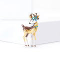 Spotted Deer Enamel Brooch with Blue Crystal Antlers view 2