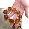 Marbled Acrylic Gold Spacer Stretch Bracelet 6 Colors view 5