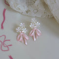 Crystal Bow Stud Earrings with Three Pastel Drop Colors view 1