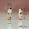 Gold Tone Four Stone Cross Band Huggie Hoop Earrings view 4