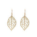Gold and Silver Openwork Leaf Long Hook Dangle Earrings view 5