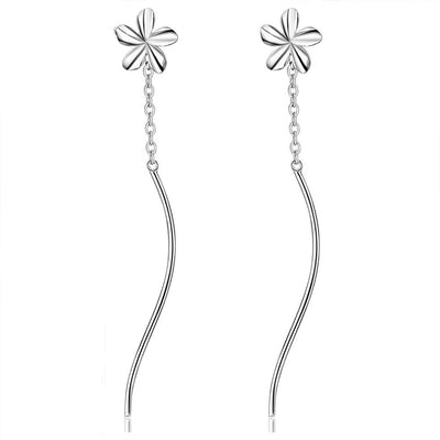 Flower threader earrings in front product view