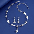 Black Silver Tone Flower Crystal Metal Necklace Statement Jewelry view 4