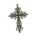 Ornate Openwork Cross Metal Charm in 4 Decorative Finishes view 5
