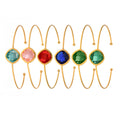 Gold Thin Open Bangle Cushion Czech Glass Center Stone view 5