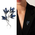 Crystal Leaf Branch Brooch in Four Blue and Red Finishes view 2