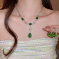Rhinestone Oval Teardrop Necklace and Earring Sets view 4