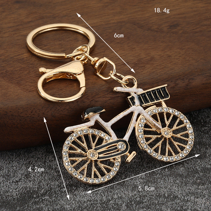 Rhinestone Bicycle Alloy Keychain Gift Pendant for Couples