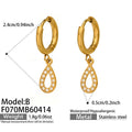 Crystal Teardrop Drop Hoop Earrings in Three Gold Tone Designs view 6