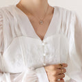 Openwork Rose Flower Pendant Shell Inlay Necklace Tones view 7