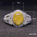 Silver Yellow Oval Halo Finger Ring Clear Side Stones view 5