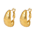 Textured Crescent Hoop Lever Back Earrings Gold Or Steel view 5