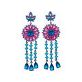 Blue and Pink Floral Statement Earrings in Two Designs view 5