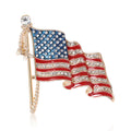 American Flag Enamel Crystal Brooch in Gold and Silver view 5