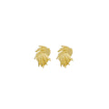 Layered Gold Woven Leaf Fan Delicate Small Stud Earrings view 5