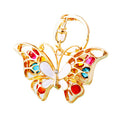 Colorful Openwork Butterfly Keychain with White Enamel and Gold Tone Frame view 5