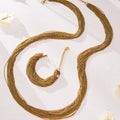 Multi Strand Layered Snake Chain Necklace And Bracelet Set view 2