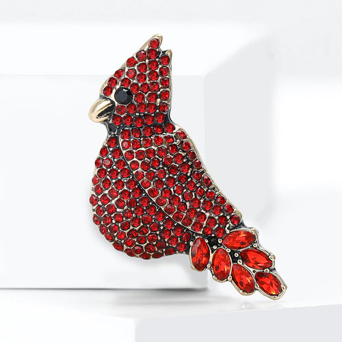 Red cardinal brooch close-up head and crest