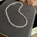 Three Layer Twisted Silver Chain White Pearl Necklace view 6